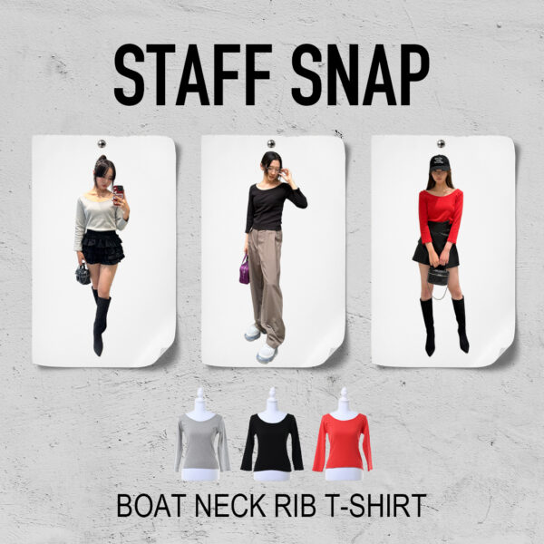 ボートネックリブTシャツ【3 COLORS / 3 STYLES】