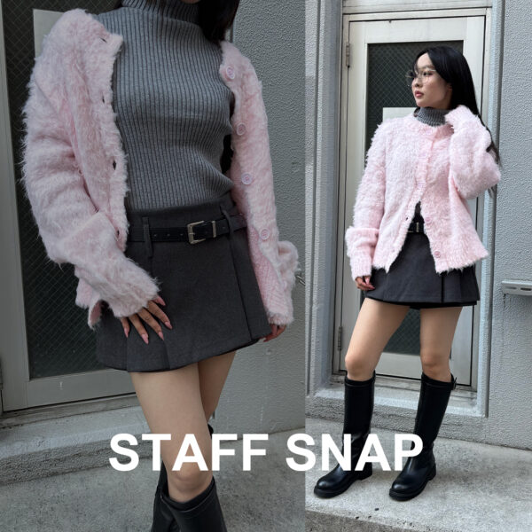 【SNAP : 156cm/骨格ウェーブ】甘さを引き算する、ピンク×グレーのモードスタイル