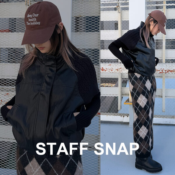 【SNAP : 163cm/骨格ナチュラル】アーガイル柄をアクセントにした、大人のカジュアルモードスタイル