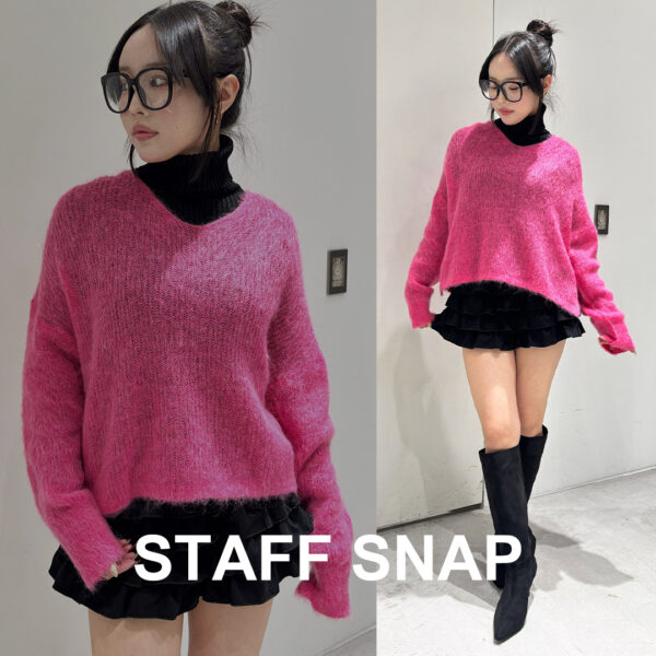 【SNAP : 156cm/骨格ウェーブ】鮮やかなピンクで魅せる、甘辛モードスタイル