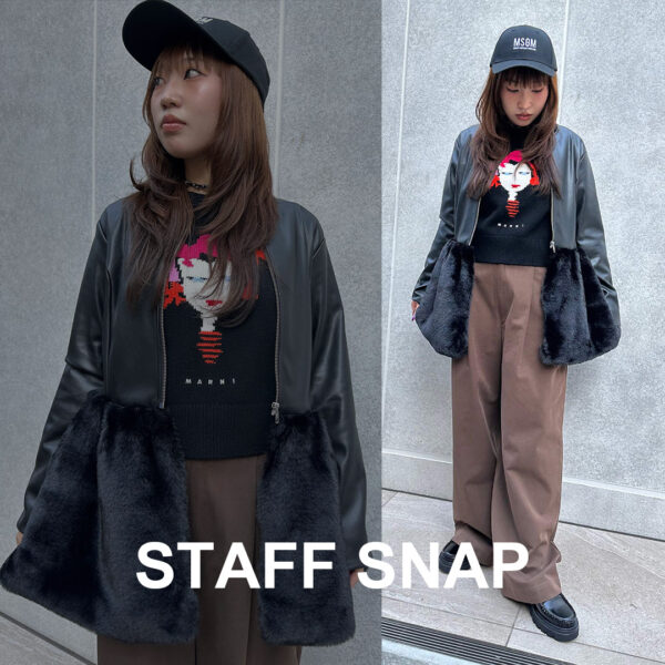 【SNAP : 157cm/骨格ウェーブ】ファーレザージャケットで楽しむ大人のモードカジュアル