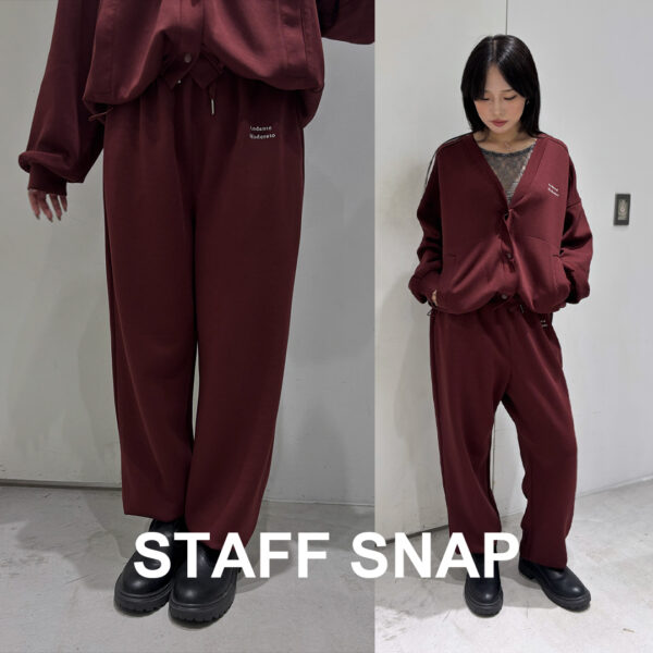 【SNAP : 156cm/骨格ウェーブ】ボルドーのセットアップで魅せる大人のリラックスモード