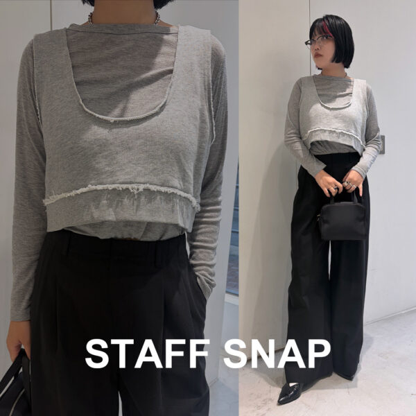 【SNAP : 165cm/骨格ストレート】レイヤードトップスで魅せるミニマルモードスタイル